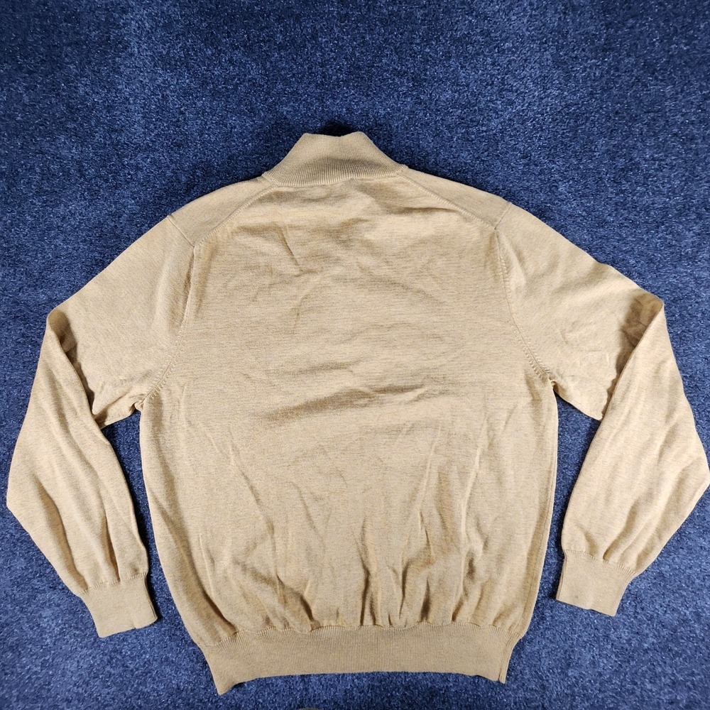 NWT Jos A Bank Quarter Zip‎ Sweater Men's M Mustard Pima Cotton Mock Neck Preppy - Picture 3 of 6